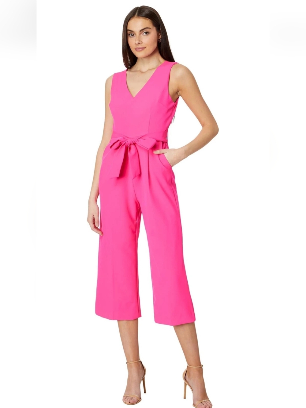 Vince Camuto Hot Pink Sleeveless V-Neck Dressy Professional Jumpsuit